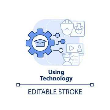 Using technology light blue concept icon Stock Illustration