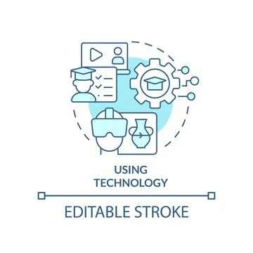Using technology turquoise concept icon Stock Illustration