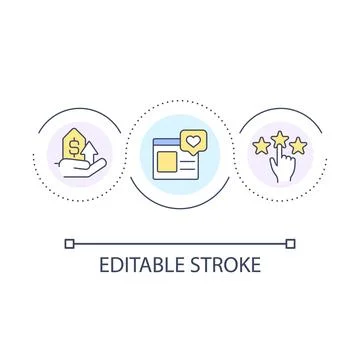 Using testimonials in sales loop concept icon 스톡 일러스트