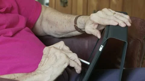 Using Touch Screen with Arthritis Stock Footage 22796140