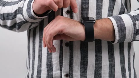 Using touch smart watch Stock Footage 259648089
