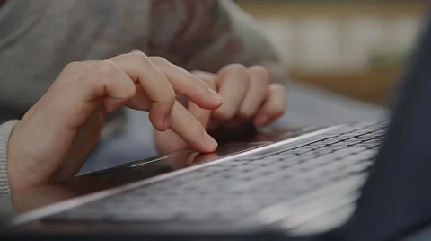 Using touchpad and typing on a keyboard, laptop Stock Footage 46327004