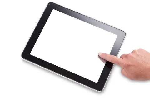 Using a touchscreen tablet Stock Photos