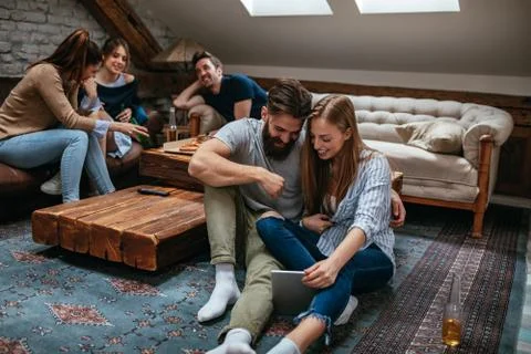 Using touchscreen technology Foto stock