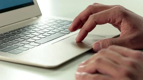 Using touhpad on a laptop Stock Footage 67859030