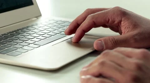Using touhpad on a laptop Stock Footage 67860939