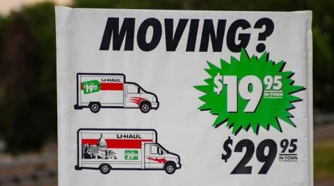 Using a U-Haul on moving day to load our stuff Foto stock