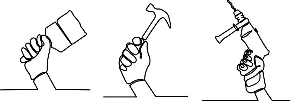 Using various tools for construction Vector Stock Illustration