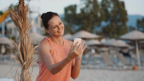 Using video chat with a smartphone 스톡 동영상 104920007