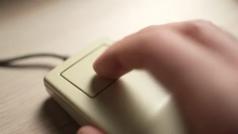 Using a Vinatge Computer Mouse Cursor from the 80s 90s Closeup Stock Footage 161070754