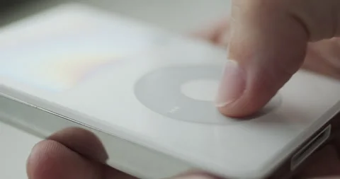 Using Vintage Audio Player With Physical Buttons for Favourite Music Listening Stock Footage 249098434