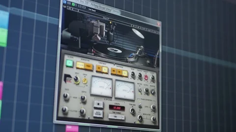 Using vinyl sound emulator plugin in professional audio production software Stock-Footage 88332777