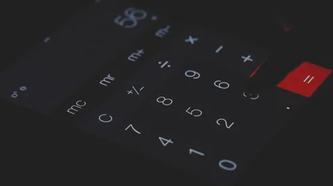 Using a virtual calculator app on a digital tablet device. Close-up Vídeo Stock 60616628