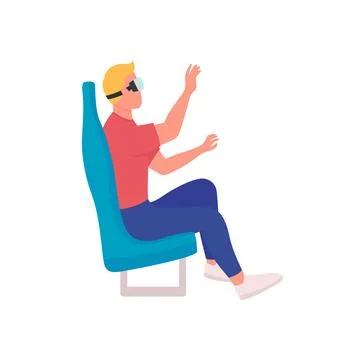 Using virtual reality devices flat color vector faceless character Illustrazione stock