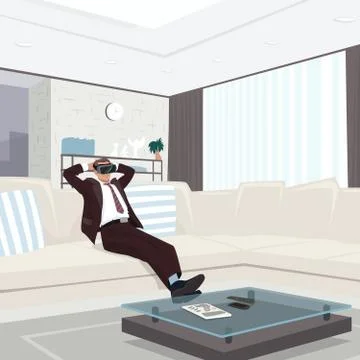 Using VR glasses at home Stock Illustration