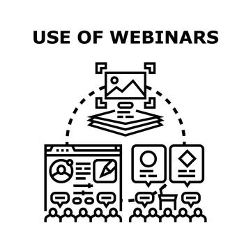 Using webinars for virtual presentation and online learning Illustrazione stock