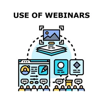 Using webinars for virtual presentation and online learning Illustrazione stock
