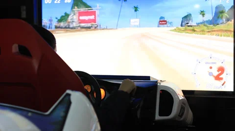Using wheel to play a video-game Video stock 35603337