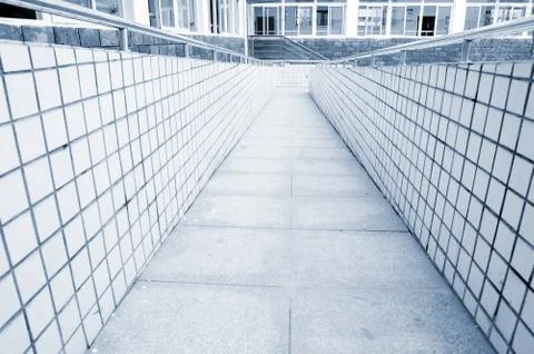 Using wheelchair ramp Stock Photos