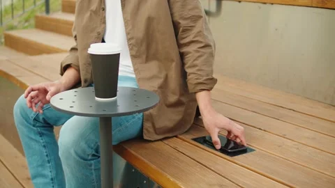 Using wireless charging for smartphone close-up. Modern technology concept Stock Footage 201486909