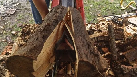 Using a wood splitter Vidéo 78767133