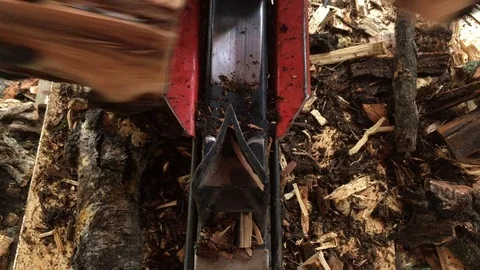 Using a wood splitter - top down perspective Stock-Footage 78767229