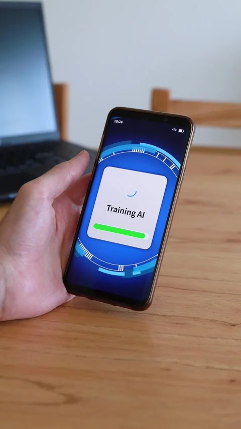 Using your phone to train AI learning software. Vertical shot. Stock Footage 321356473