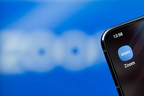 Using zoom app Stock Photos