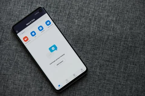 Using zoom meeting app Stock Photos