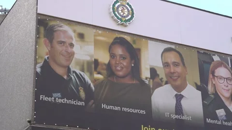 Usison Union representatives and paramedics at a picket line in London. Stock Footage 229782380