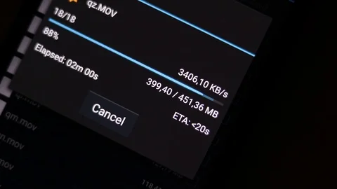 USmartphone screen that uploads files to the network Stock Footage 120528832