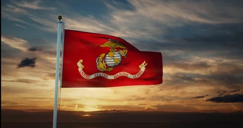 Usmc flag-waving represents the united states marines corps - 4k Stock Footage 124019762