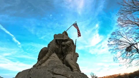 USMC Iwo Jima Memorial Statue at Quantico, Virginia, USA, on November 30, 2022. Stock Footage 278065039