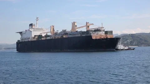 USNS Jack Lummus arrives at Subic Bay Port, Philippines Stock Footage 90417363
