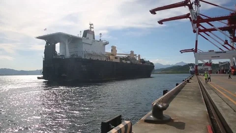 USNS Jack Lummus arrives at Subic Bay Port, Philippines Stock Footage 90417772