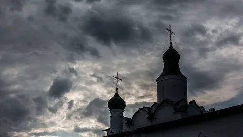 Uspensky monastery Sviyazhsk dramatic cloudy timelapse 库存影片 83430569