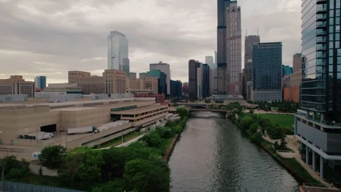 USPS Mail Facility Chicago - Postal Truck Exiting Distribution Center Stock Footage 318503447