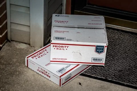 UsPS Priority Mail  Boxes Stock Photos