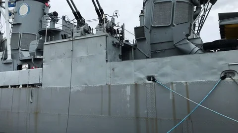 USS Cassin Young destroyer of the U.S. Navy, Boston Navy Yard, Stock Footage 95452801