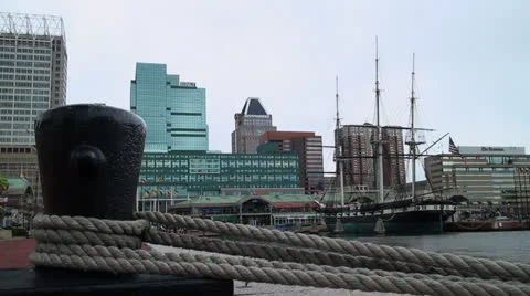 USS Constellation in Inner Harbor Video stock 25487384