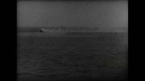 USS Corry sinking and USS Fitch arriving to rescue allied soldiers Stock Footage 44574020