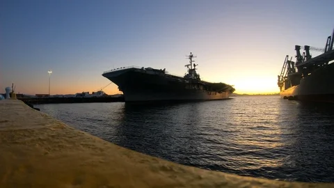 USS Hornet Sunset Stock Footage 116785029