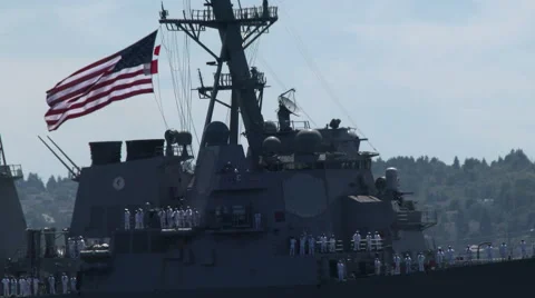 USS Howard, DDG 83, Guided-Missile Destroyer, American Flag, War Ship, 4K Stock Footage 40543848