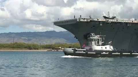 USS Kitty Hawk sailing during Rim of the Pacific Exercise - 2008 Stock Footage 106238740