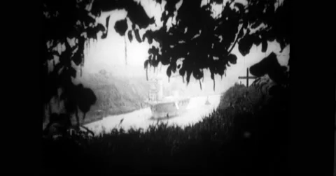 USS Lexington (CV-2) moving through Culebra Cut Stock Footage 43389387
