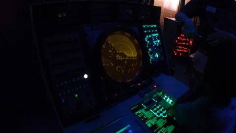 USS Midway detection and tracking room Stock Footage 121092478
