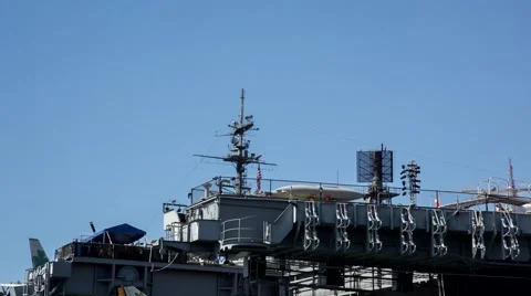 USS Midway docked at Navy Pier in downtown San Diego Stock Footage 42564573