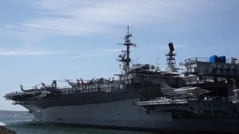 USS Midway Museum At San Diego's Embarcadero Park California BDMV22 Stock Footage