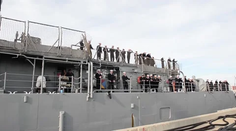 USS Mobile Bay Departs San Diego As Part Of The Great Green Fleet Stock Footage 60132853