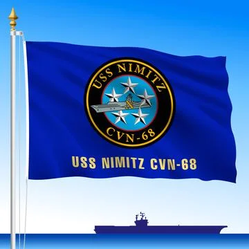 USS Navy Nimitz flag with crest, vector illustration Stock Illustration